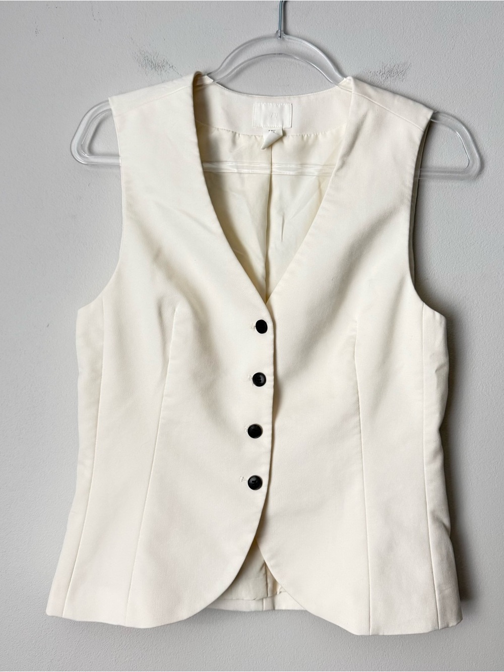 H&M Ivory Vest with Black Buttons